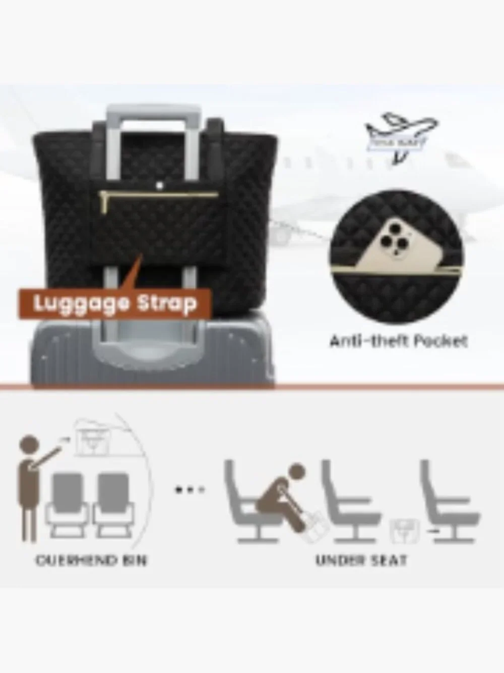 Quilted Laptop Tote Bag for Women 15.6 inch Work Briefcase Travel Shoulder Bag